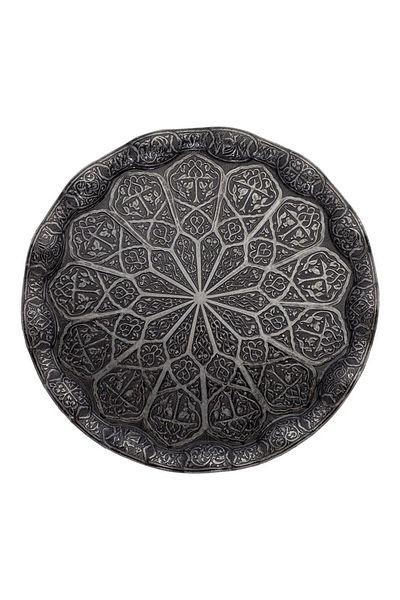 Saray Ottoman handicraft Round Wavy Large Tray Pewter