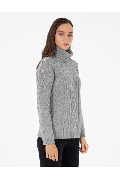 Pierre Cardin Gri Melanj Regular Fit Balıkçı Yaka Kazak 50294435-VR086