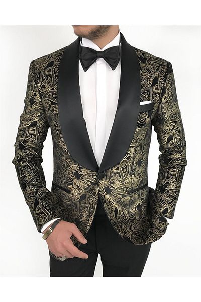 TerziAdemAltun Italian Cut Men's Jacket Trousers Groom Suit Set Black T7492