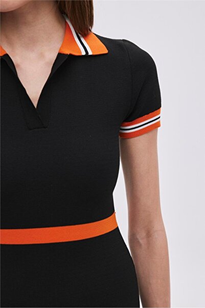 SHERIN Black Polo Neck Straight Fit Knitwear Dress