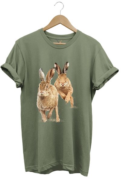 WİDİ Μπλουζάκι Hunting Hunter Rabbit Hunt με στάμπα 100% βαμβακερό κανονικό χακί