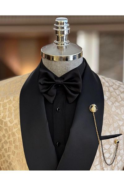 TerziAdemAltun Beige Italian Style Slim Fit Double Breasted Jacket and Pants Set - Groom Suit T11797