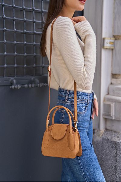 Madamra Tan Suede Women's Maja Covered Mini City Women's Bag -