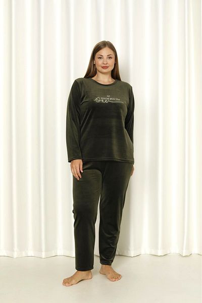 SEBOTEKS Soft Textured Velvet Large Size Women's Pajamas Set 20850