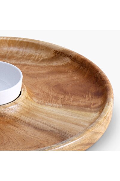 Home Box Albero Round Platter with Ceramic Bowl - 30x5.5 cm
