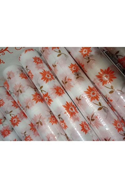 HANK Foam Shelf Cover Cover Wildflowers Bright Orange 45 Cmx 4m