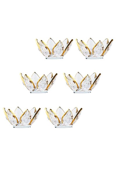 Saray Ottoman handicraft 6'lı Çay Tabak Nilüfer Model Altın Renk