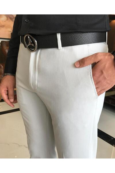 TerziAdemAltun Italian style slim fit men's fabric pants gray T9725