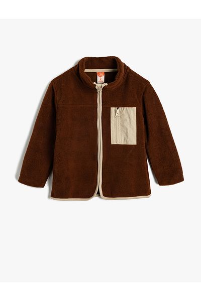 Koton Baumwoll-Fleecejacke – detailliert mit Reißverschluss und Fallschirmstoff