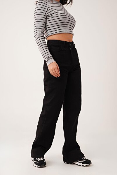 Hipo Trend Безшовні чорні джинси з високою талією та широкими штанинами