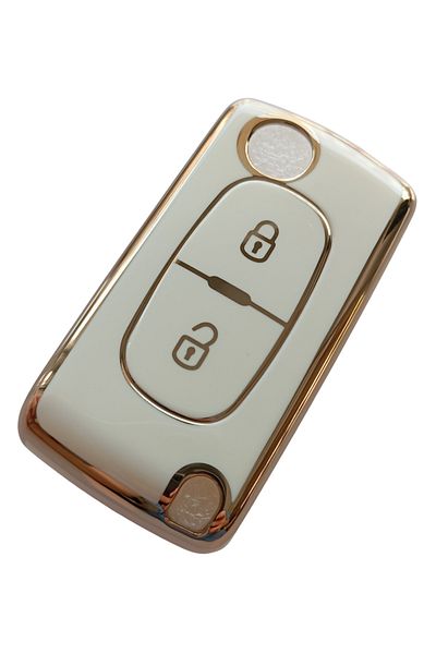 Kasey Compatible White Gold Control Key Case for Citroen Berlingo C3 C4 C5