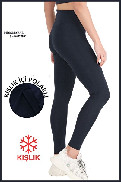 missmaral Жіночі сині зимові лосини з флісом – висока талія, теплотривкі, з еластаном, підтягуючі, термобілизна winter 1024