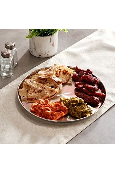 Home Box Hammered Stainless Steel Dinner Plate - 30 cm