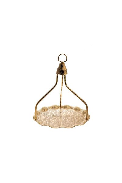 Saray Ottoman handicraft Round Wavy Hanging Tray Yellow