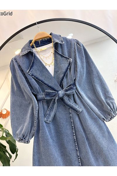 YEDİLALE Denim Trench - Washed Design