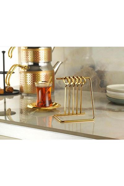 Saray Ottoman handicraft Oslo 6-Piece Hanging Teaspoon Gold