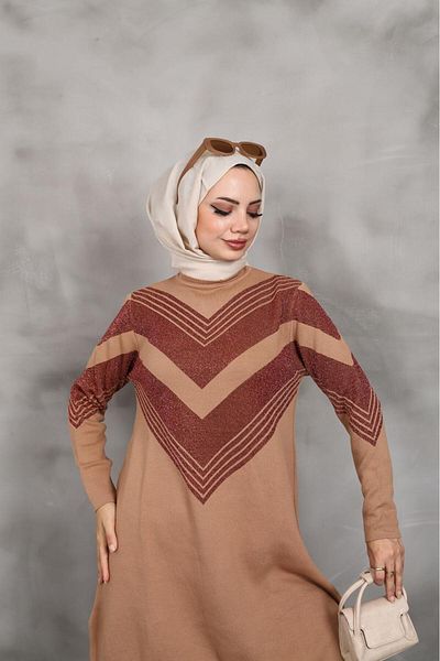 MODA Σετ παντελονιών ασημί πλεκτό τουνίκ