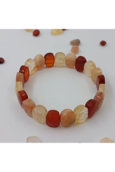 GİZEMLİ DOĞAL TAŞ Akik Sitrin Güneş Taşı Geniş Kesim Gizemli Doğal Taş Bileklik Öz Güven Nazar Bolluk Başarı Enerji