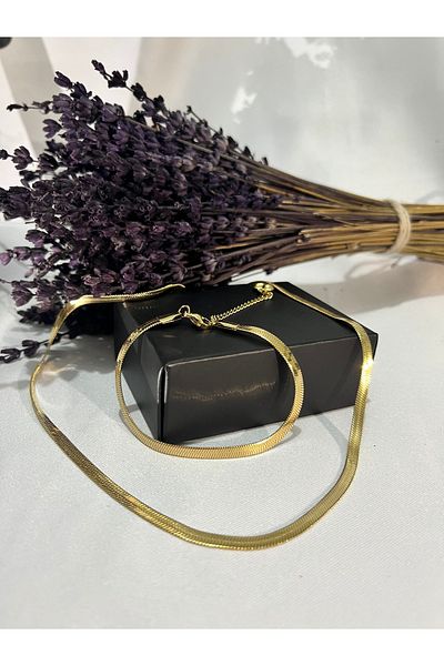 stainles steel Italian Cut Steel Gold Color Unisex Stylish Elegant Necklace Bracelet Set Model