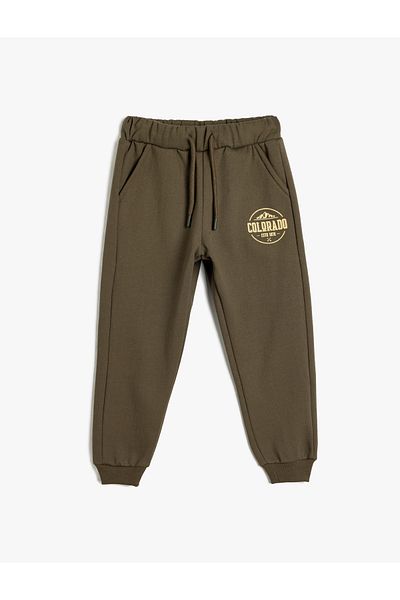 Koton Παντελόνι Jogger με στάμπα κολεγίου με τσέπες και δέσιμο στη μέση