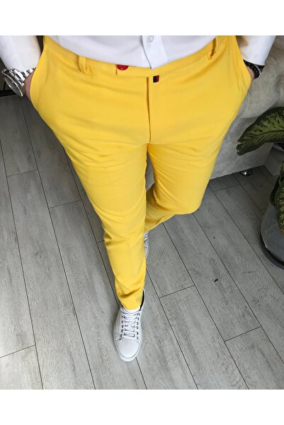 TerziAdemAltun Italijanski stil uskih muških pantalona od tkanine Žuta T5261