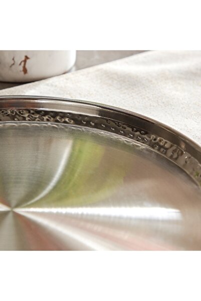 Home Box Hammered Stainless Steel Dinner Plate - 30 cm