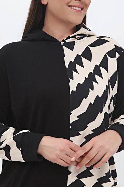Piano Luce Γυναικείο φούτερ με κουκούλα Plus Size Μαύρο Plwm23swt03