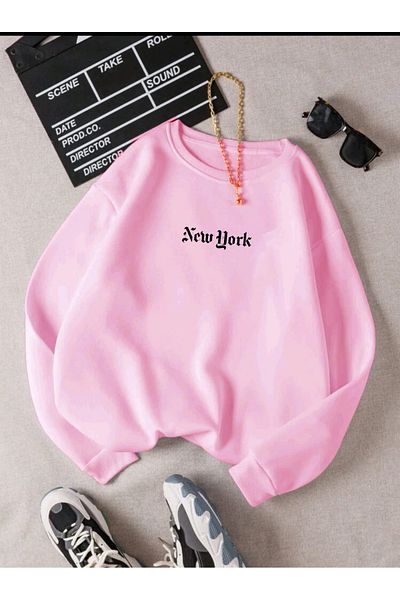 FAVORİST Φούτερ με στάμπα NEW YORK SLOGAN Crew Neck OVERSIZE