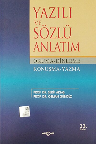 Akçağ Yayınları Yazılı ve Sözlü Anlatım