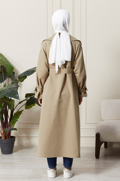 hacer ayaydın Γυναικεία καμπαρντίνα μεσαίου μήκους με λεπτομερή απολέτα, υδατοαπωθητικό ύφασμα και ζώνη