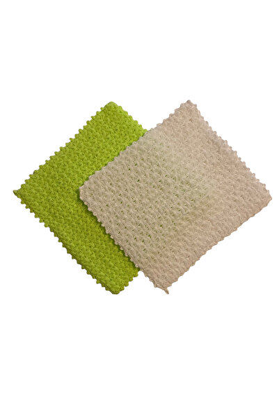 Pafuli ليفة حمام مربعة الشكل على شكل نجمة - قطعتان باللونين الأبيض والأخضر ال...