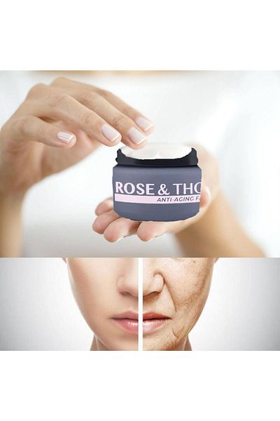 ROSE & THORNE 50 ml Rosehip Oil Moisturizing Skin Facial Care Cream - Hyaluronic Acid Collagen
