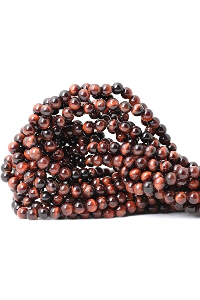 RLX BUJİTERİ 8 ملم حجر العقيق البني الحجر الطبيعي 1 سلسلة (47 قطعة)