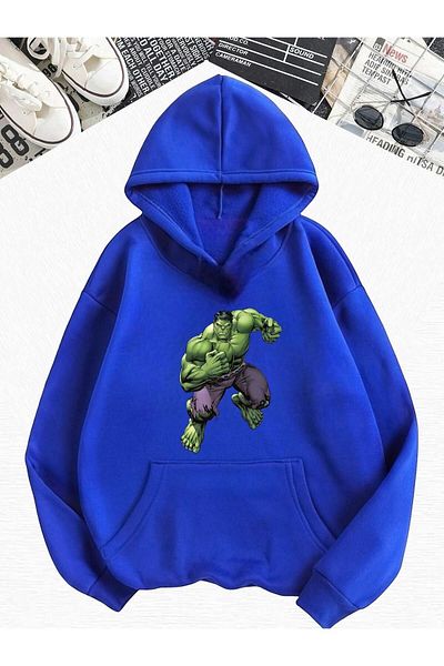 BENROMA Детски суичър с качулка и качулка с щампа Hulk