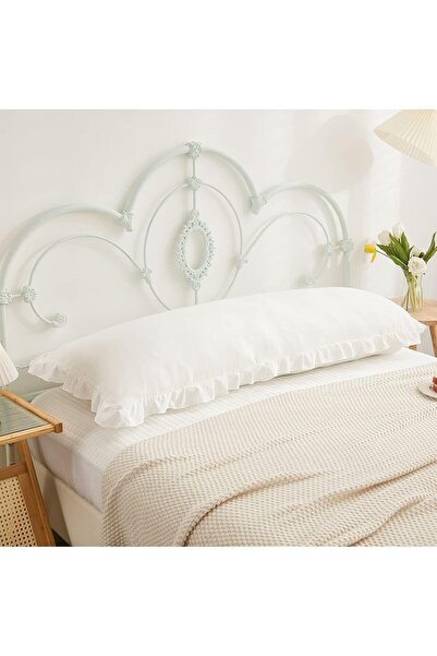 Erba kreasyon 100% Βαμβακερό Λευκό μακρύ βολάν μαξιλαροθήκη Μαξιλαροθήκη εγκυμοσύνης 50 x 135 cm