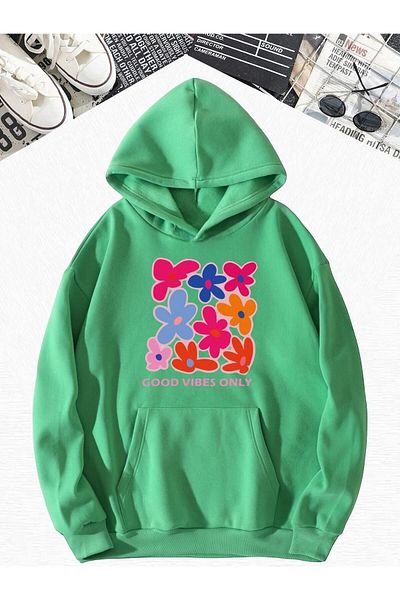BENROMA Hanorac cu glugă, cu imprimeu floral, unisex, pentru copii