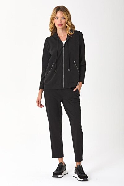 İKİLER Önü Fermuarlı Kapüşonlu ve Cepli S-Shirt 245-2102