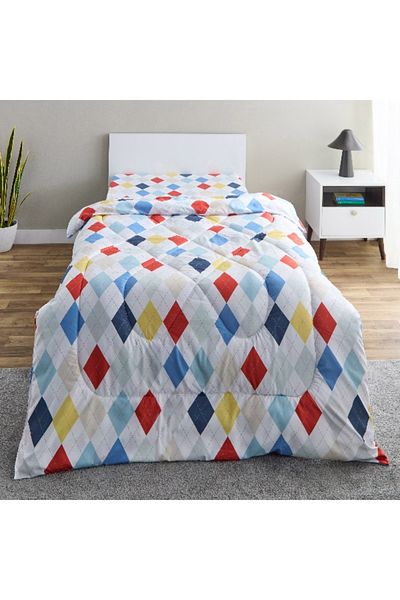 Home Box Nora Plaid Microfibre Single Reversible Comforter 135x220cm