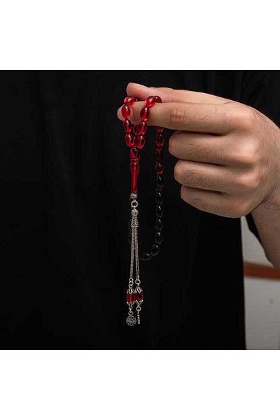 ECOME Silver Tassel Clamping Amber Prayer Beads