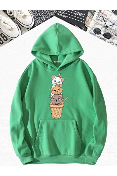 DM DOLCE MORE Hanorac unisex cu glugă, cu 3 fire, din bumbac pieptănat, cu im...