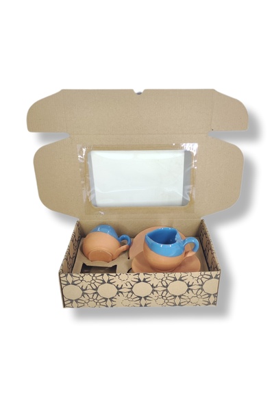 çömlek diyarı 2 Lİ KALPLİ FİNCAN SETİ