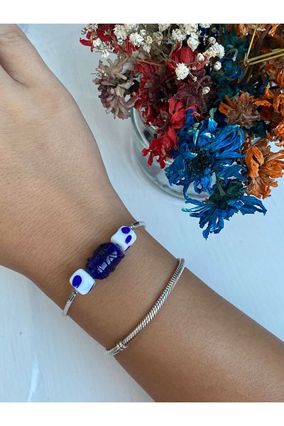 BAE ATOLYE Blue Murano Glass Elevator Bracelet - Gift and Rope Bracelet Handmade