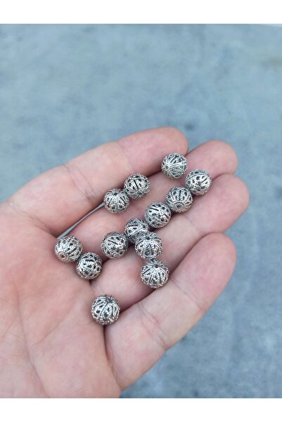 FlowerAksesuar 20 Adet - 10 mm Desenli Metal Ara Boncuk, Bileklik Ara Parça, ...