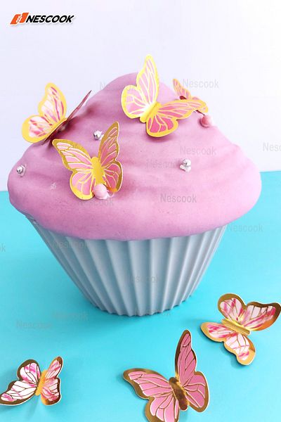 nescook 42 Butterfly Cake - Decoration on Balloon, Pink Green Butterfly