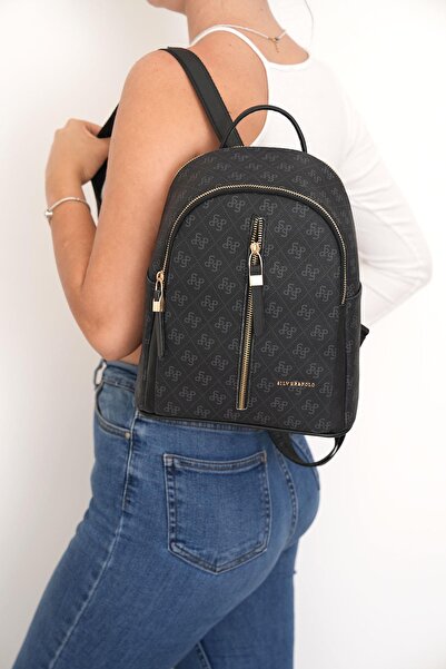 Silver Polo Μαύρο γυναικείο σακίδιο πλάτης SP901