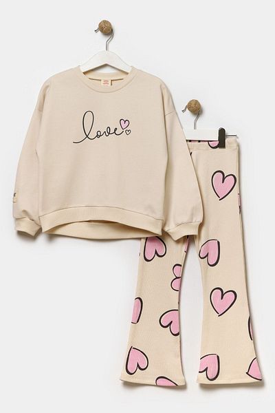 HAUSEkids Set colanți pentru fetiță Love You 4-7 ani -Latte
