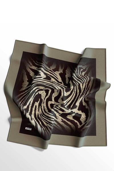 Zerruba Yeşil Desenli Pamuk Eşarp