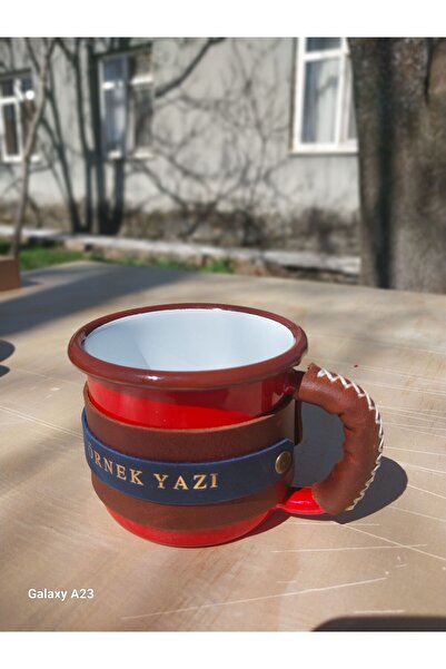 Zevopa Home Accessories Deri kaplı emaye kupa