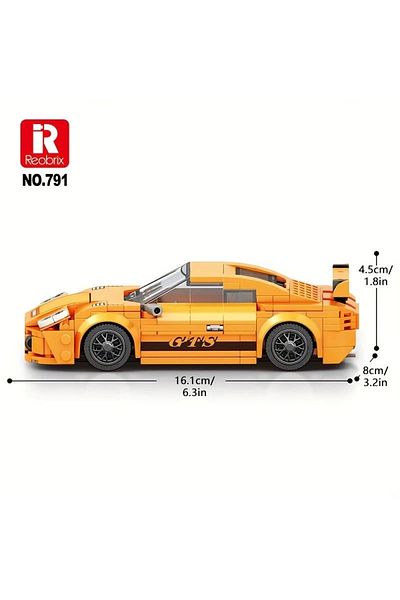 BUILDING BLOCK سيارة رياضية ليغو فيراري صفراء ثلاثية الأبعاد - هدية لغز لعمر 14 عامًا، S 318 قطعة