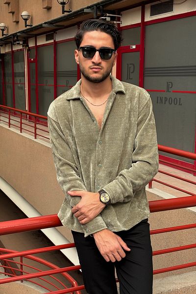 inpool Βελούδινο πουκάμισο Starboy Style - Γιακάς πουκάμισου, Κουμπιά, Standard Fit 1613